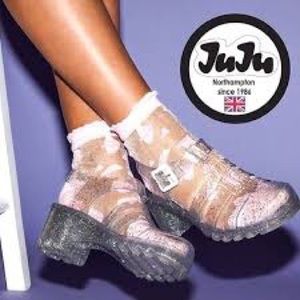 CLEAR GLITTER JUJU JELLIES NEVER WORN